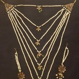 Real pearls necklace set pur 14k gold